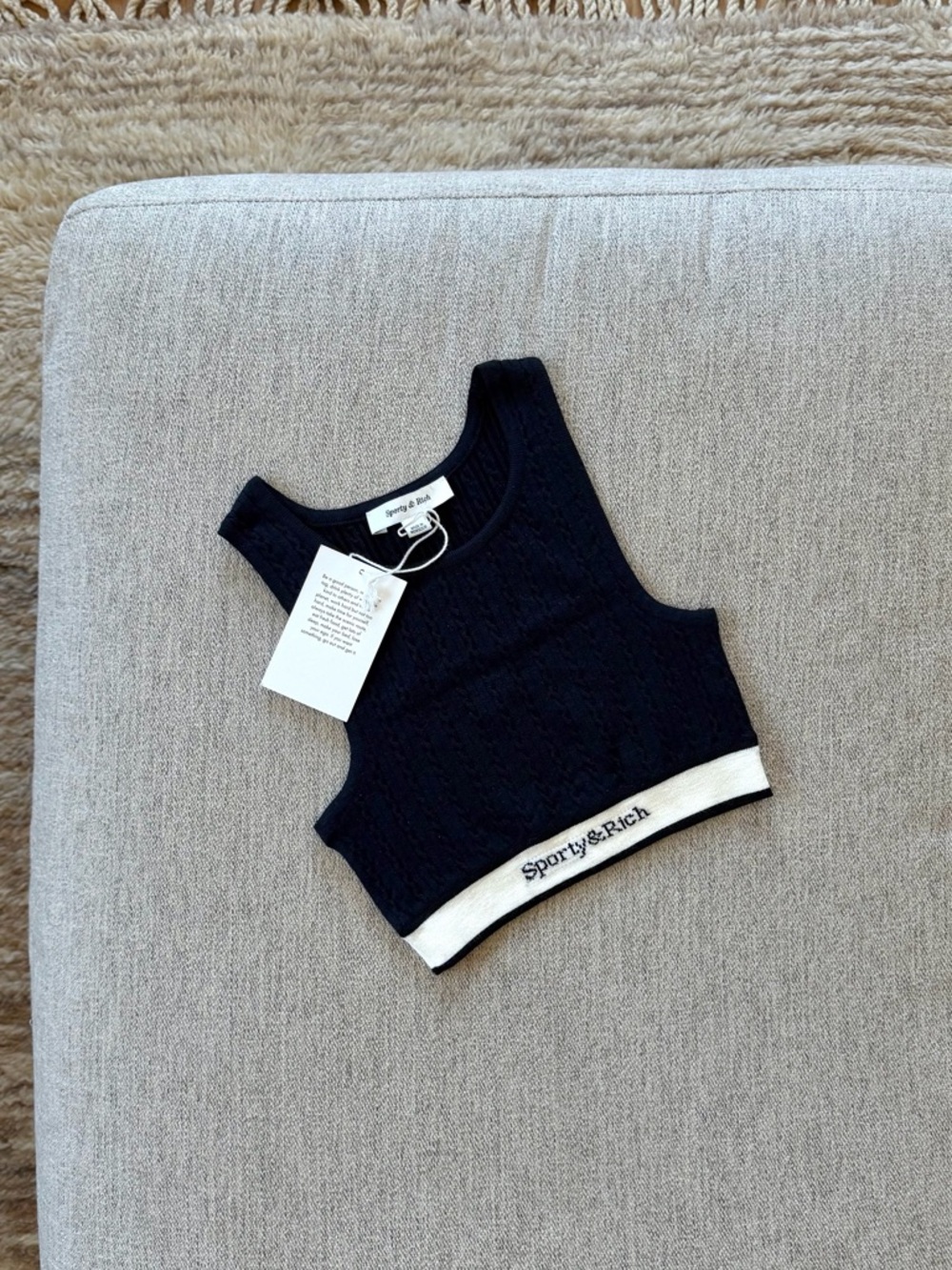 NWT Sporty & Rich Cableknit Tank in Navy